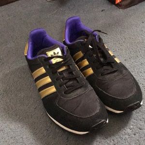 Adidas sneakers (gold black and purple)